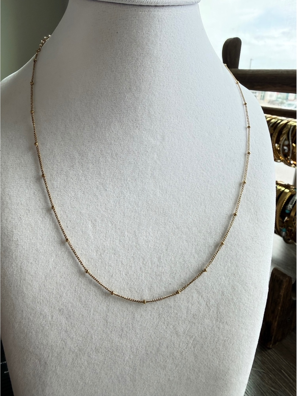 18” 18K Gold Plated Beaded Station Chain Necklace
